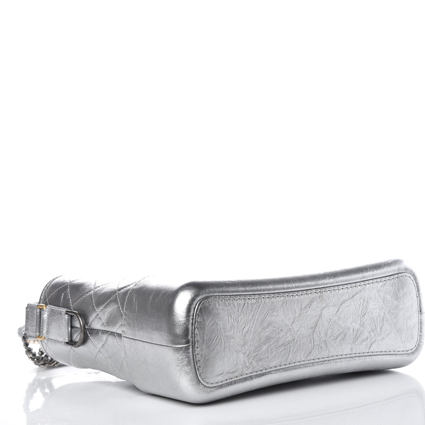 Metallic Lambskin Calfskin Quilted Medium Gabrielle Hobo Silver