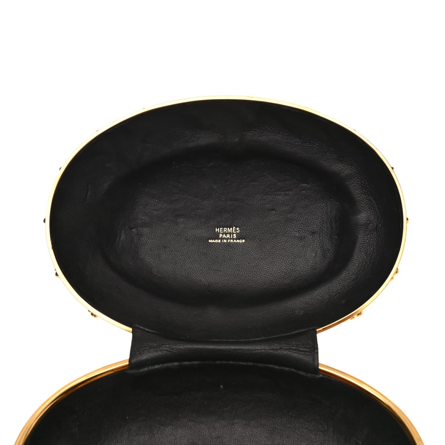 Hermes Veau Doblis Brass Minaudiere Clutch Black 10 of 13