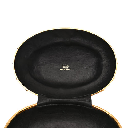 Hermes Veau Doblis Brass Minaudiere Clutch Black 10 of 13