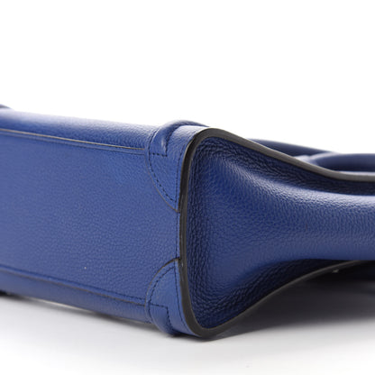 Celine Drummed Calfskin Nano Luggage Indigo 7 of 9