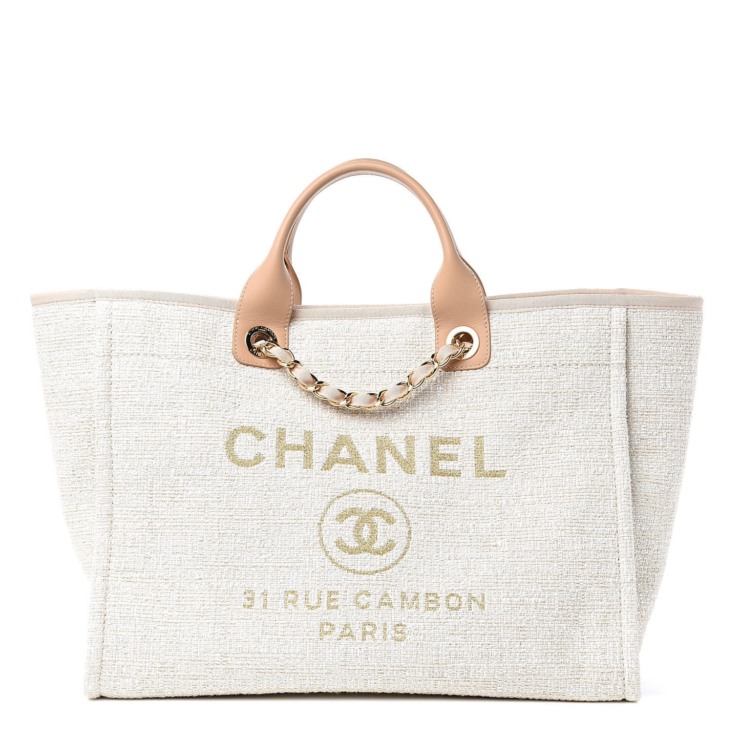 Canvas Large Deauville Tote Light Beige