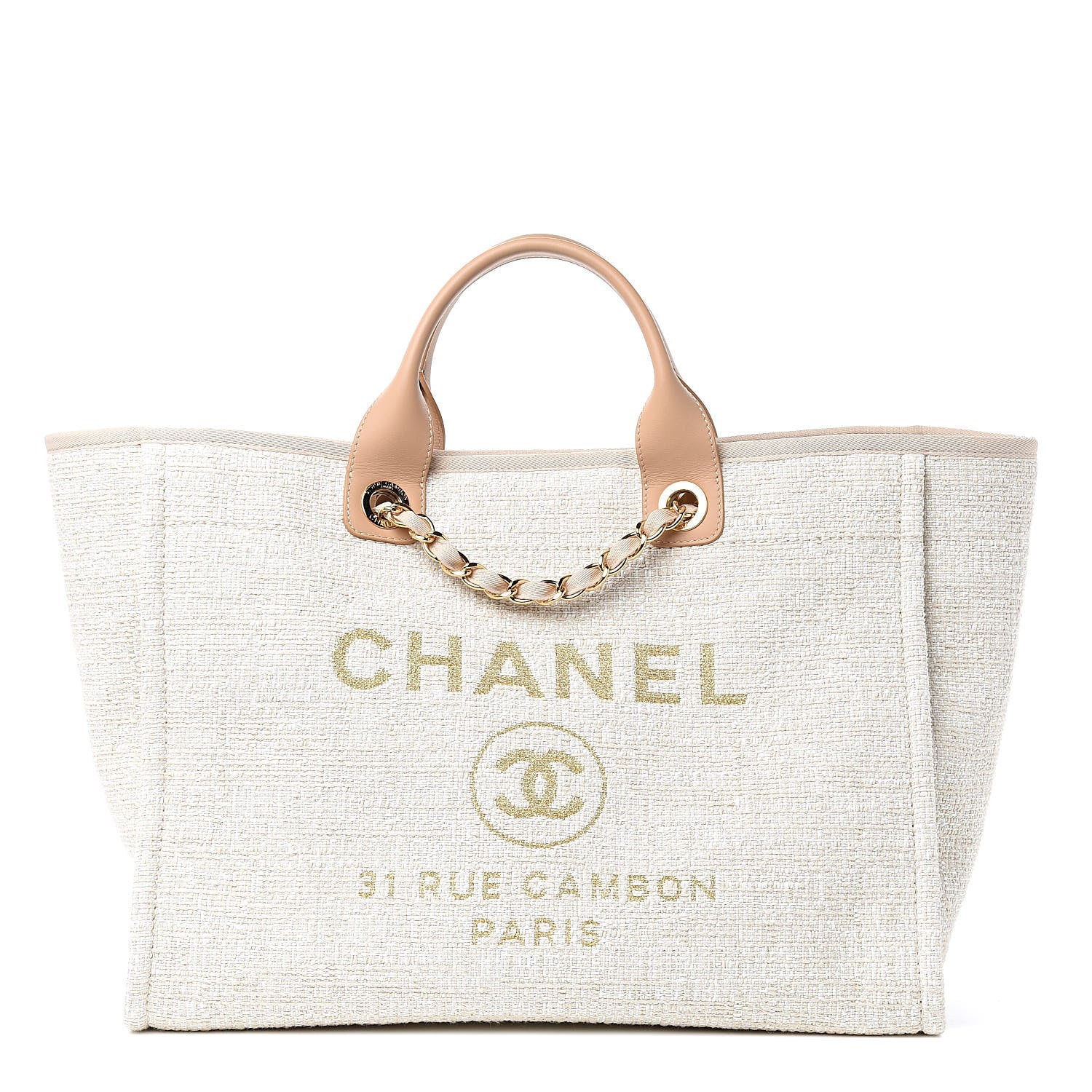 Chanel Canvas Large Deauville Tote Light Beige 1 of 12