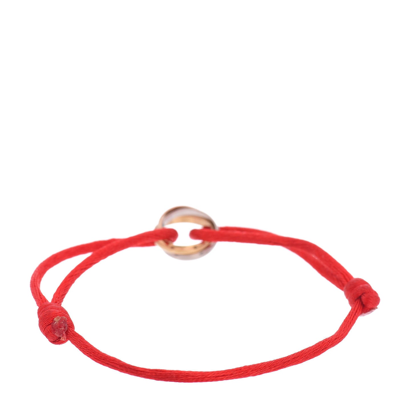 18K Pink Yellow White Gold Trinity Cord Bracelet Red