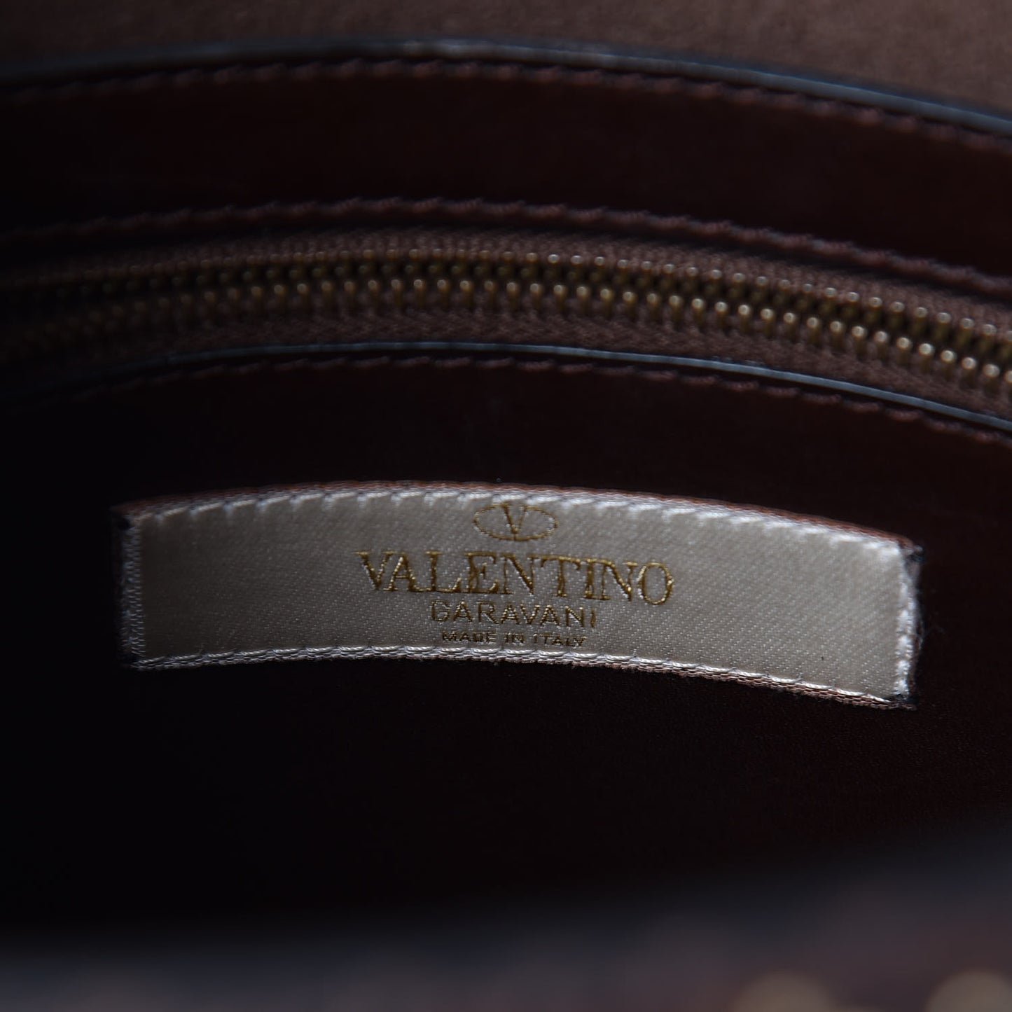 Calfskin Embossed Studded Medium My Rockstud Frame Bag Cacao
