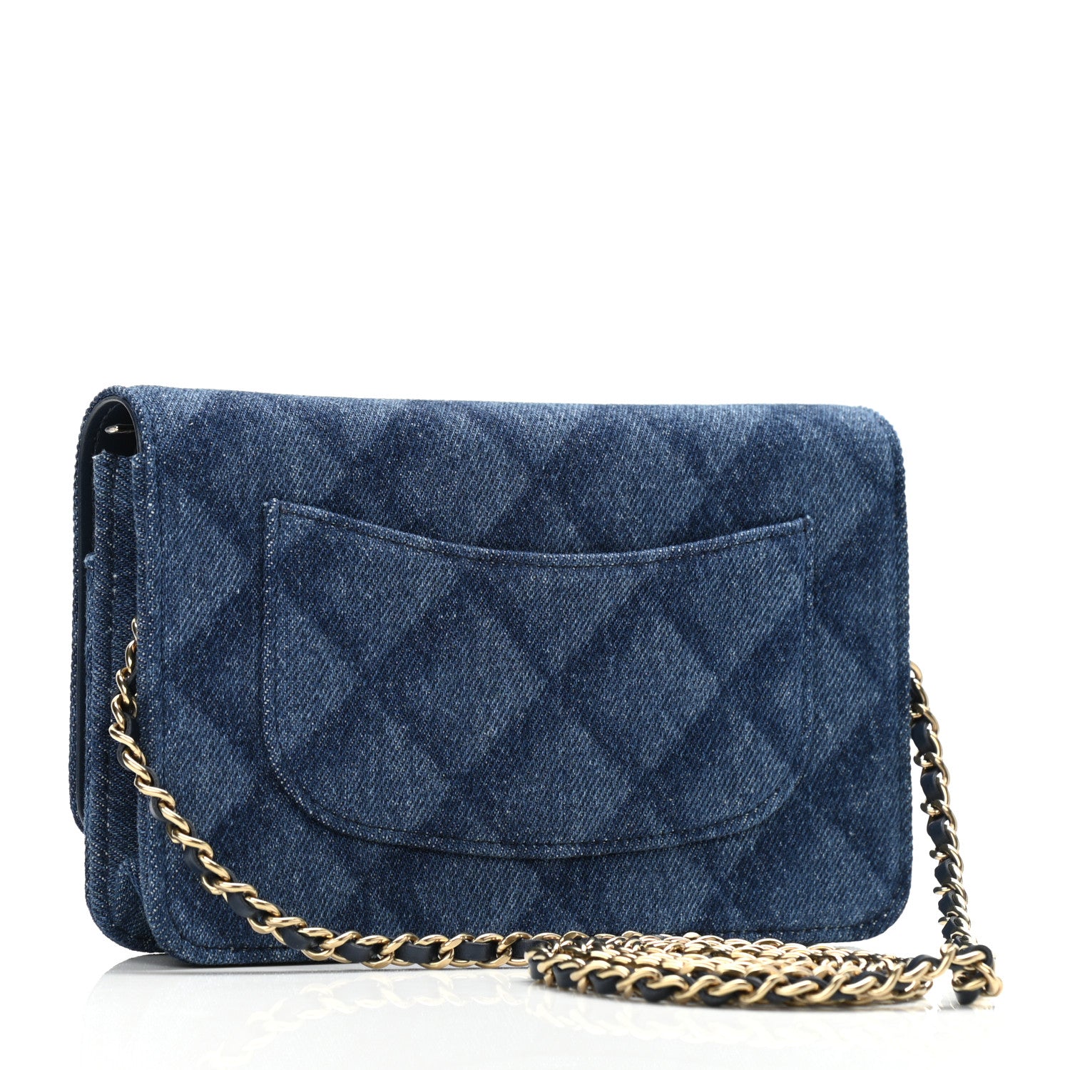 Chanel Denim Printed Wallet On Chain WOC Dark Blue 2 of 11
