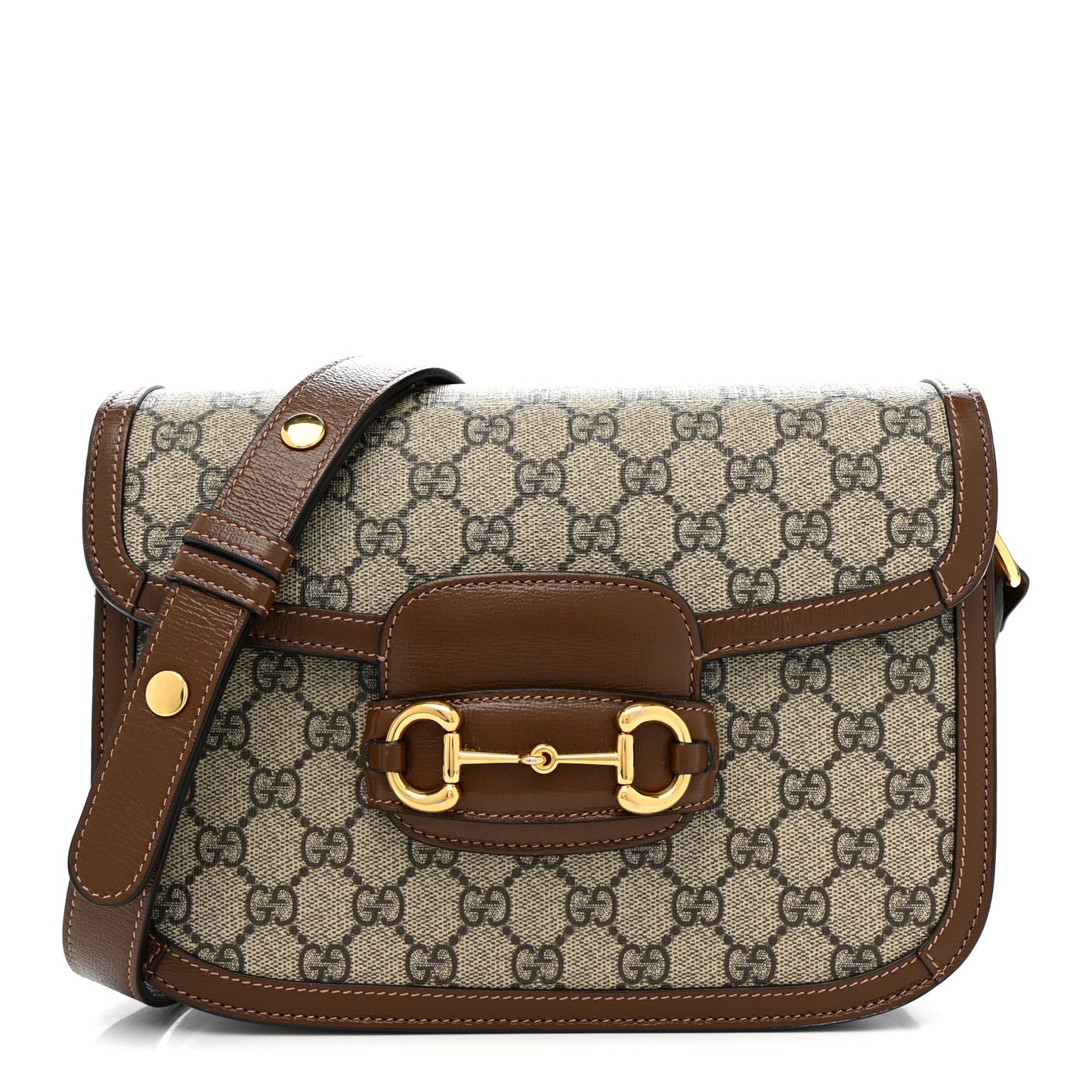 GG Supreme Monogram Horsebit 1955 Shoulder Bag Beige Brown Sugar