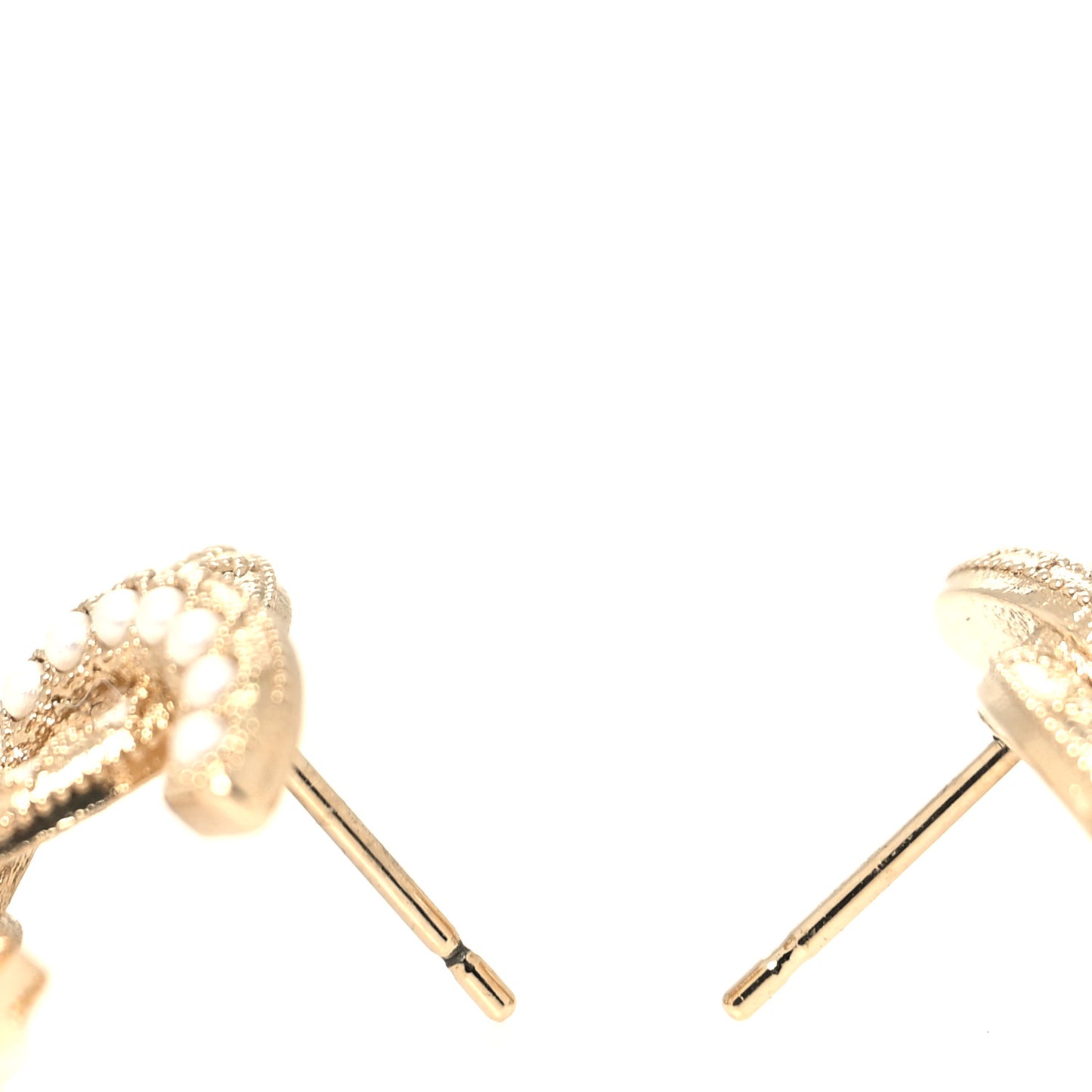 Pearl Crystal Baguette CC Earrings Gold