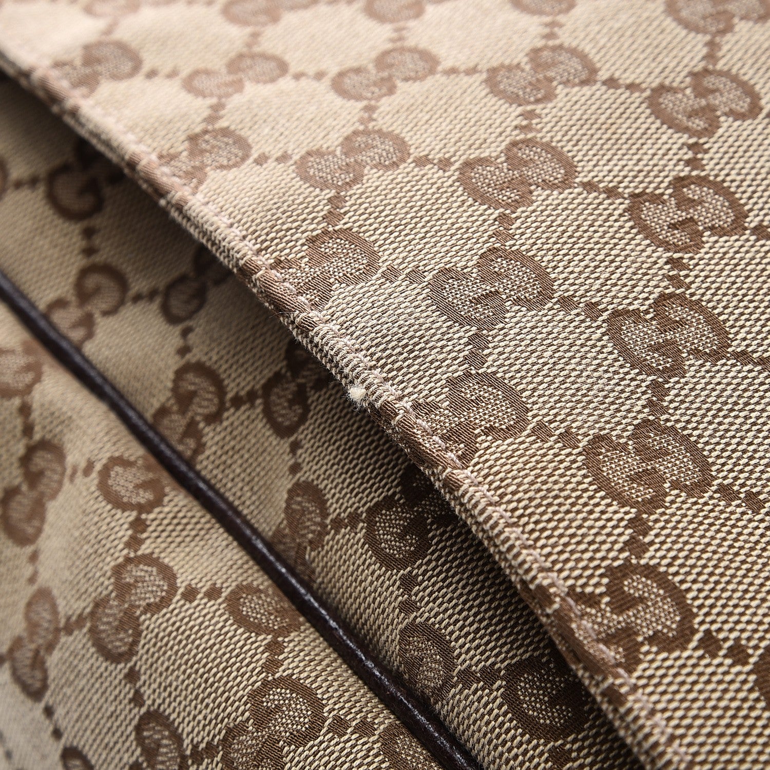 Gucci Monogram Large Flap Messenger Bag Beige Dark Brown 14 of 15