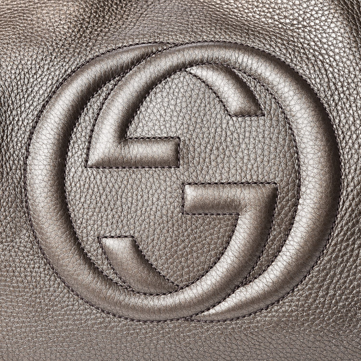 Gucci Metallic Pebbled Calfskin Medium Soho Shoulder Bag Sasso 8 of 10