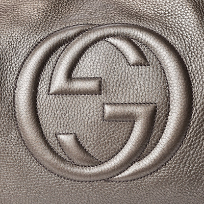 Gucci Metallic Pebbled Calfskin Medium Soho Shoulder Bag Sasso 8 of 10