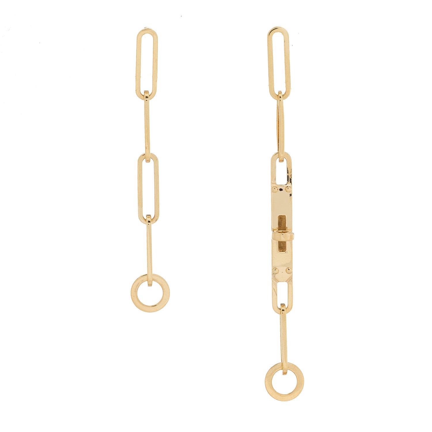 Hermes 18K Yellow Gold TPM Kelly Chaine Earrings 1 of 4