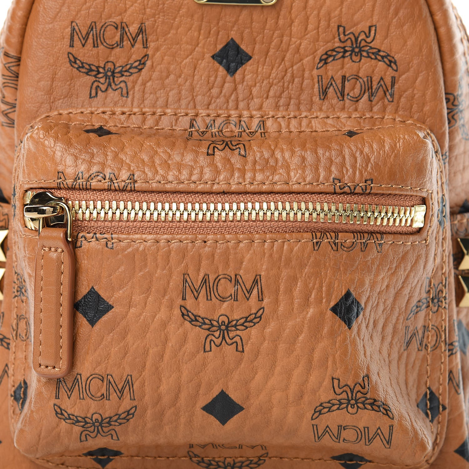 MCM Visetos Side Stud X-Mini Stark Backpack Cognac 10 of 13