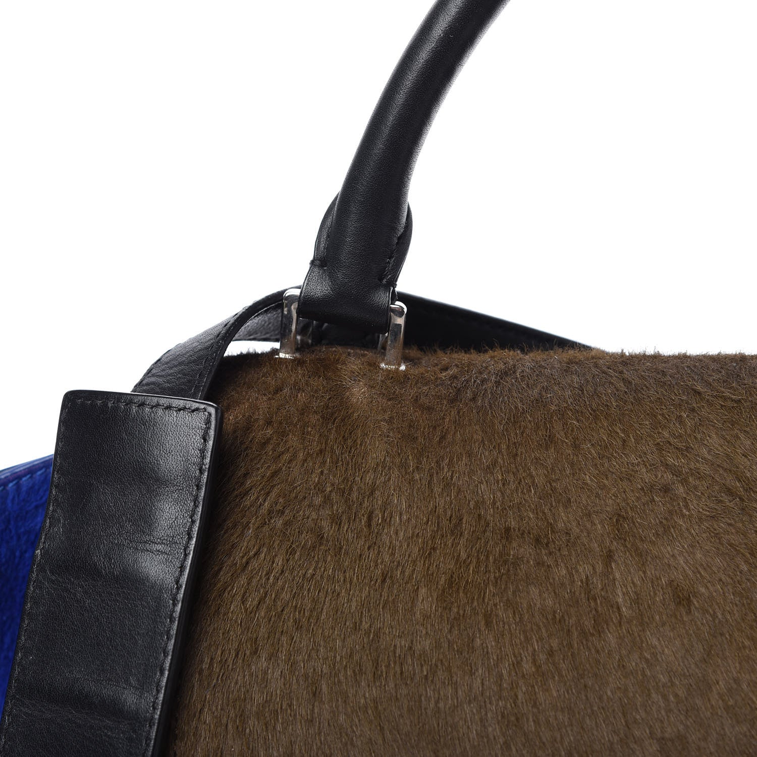 Celine Pony Hair Smooth Calfskin Tri-Color Medium Trapeze Cobalt 10 of 16