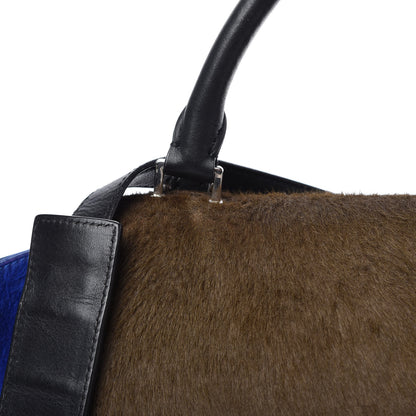 Celine Pony Hair Smooth Calfskin Tri-Color Medium Trapeze Cobalt 10 of 16