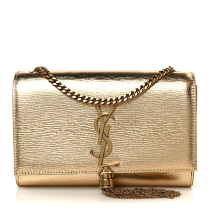 Saint Laurent Metallic Calfskin Small Classic Monogram Kate Tassel Satchel Gold 1 of 11