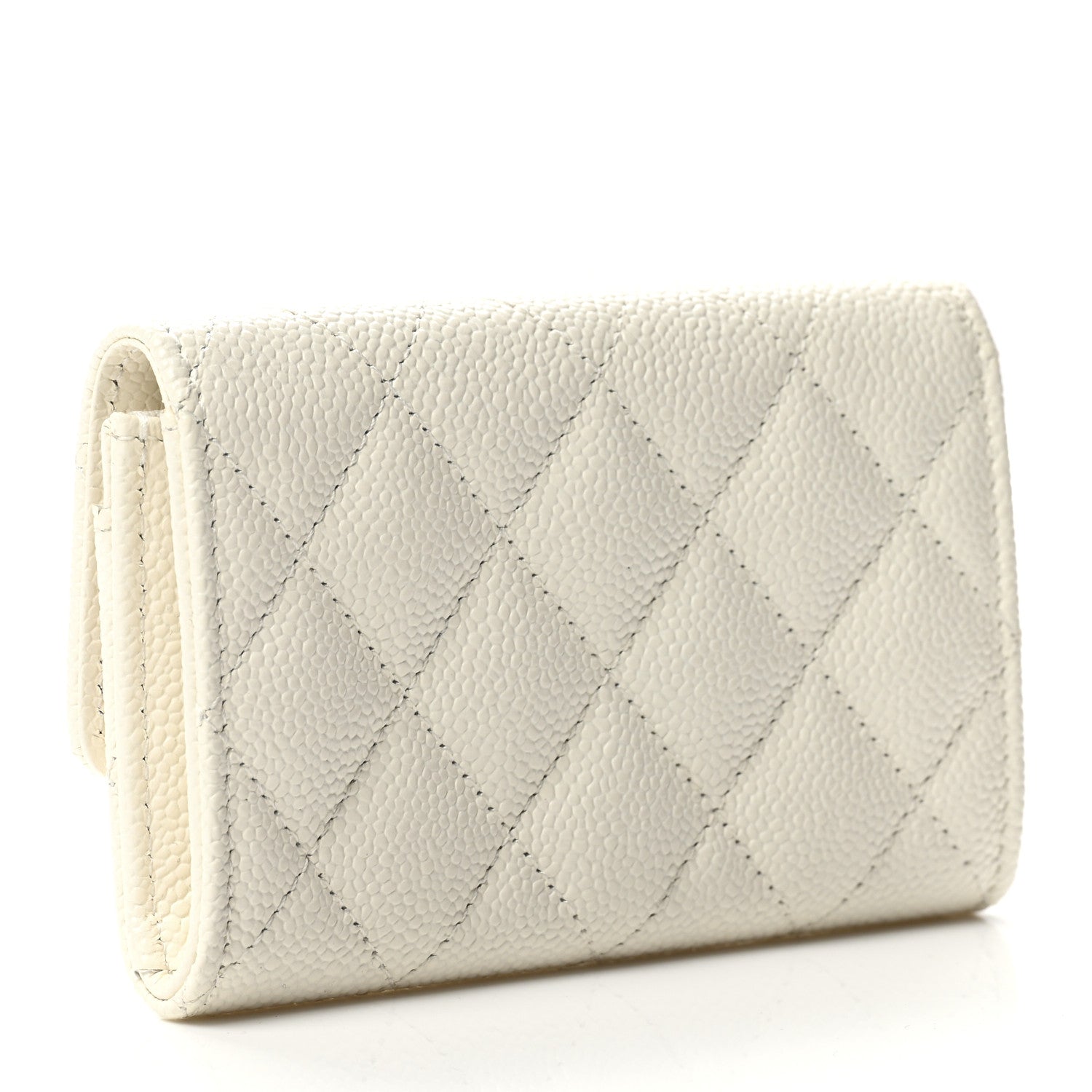 Chanel Caviar Quilted Chain CC Flap Card Holder White 3 of 9