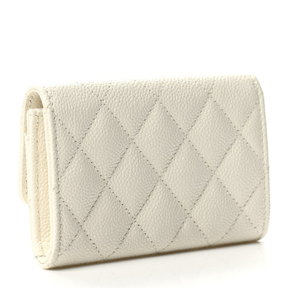 Chanel Caviar Quilted Chain CC Flap Card Holder White 3 of 9