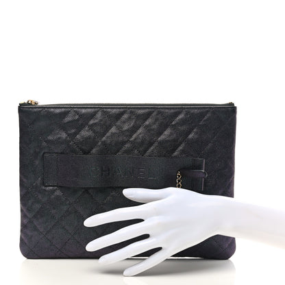 Chanel Iridescent Caviar Medium Night by the C Pouch Clutch Black 2 of 7