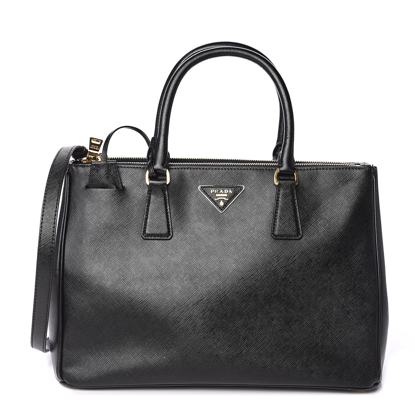 Saffiano Medium Galleria Double Zip Tote Black