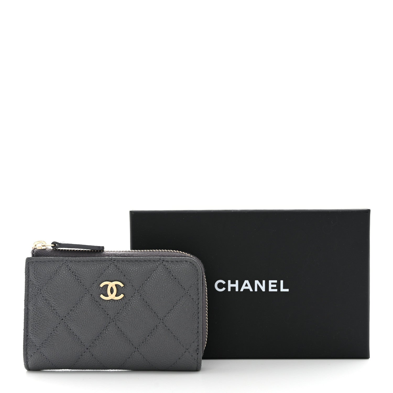 Chanel Caviar Quilted Zipped Key Holder Case Gray 9 of 9