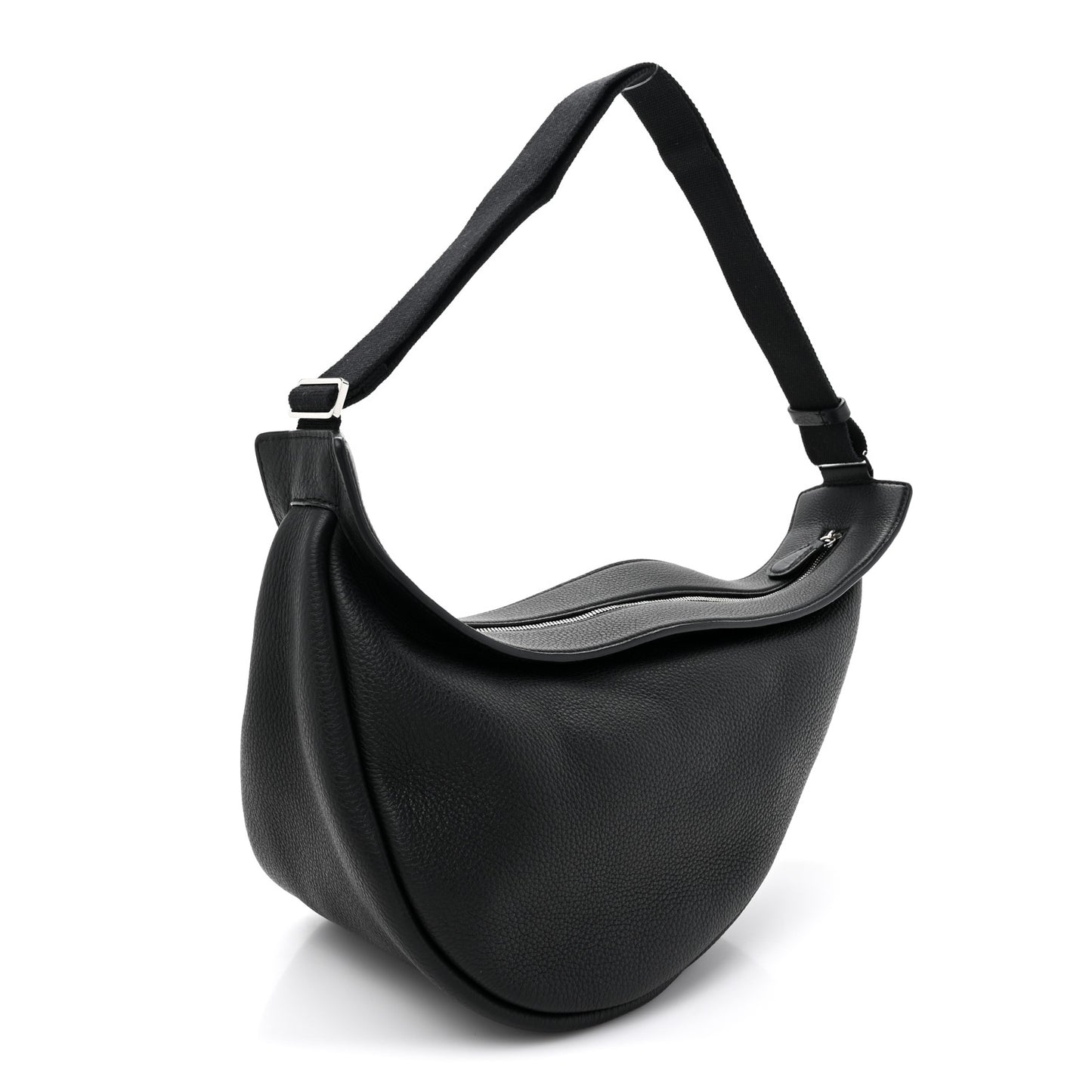 Grained Calfskin Large Slouchy Banana Bag Black