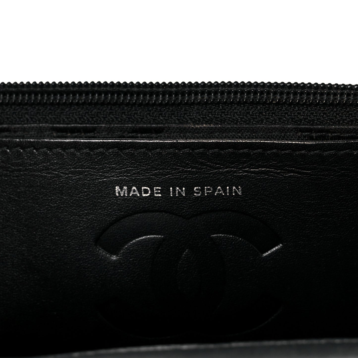 Calfskin Quilted Cambon Wallet On Chain WOC Black