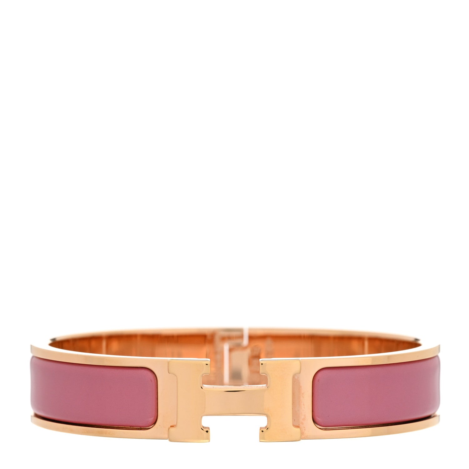 Hermes Enamel Narrow Clic Clac H Bracelet PM Rose Patch 1 of 4