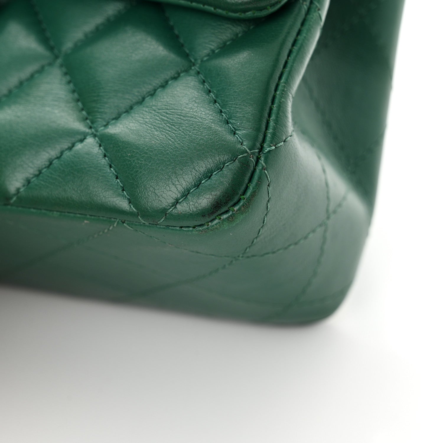 Chanel Lambskin Quilted Mini Rectangular Flap Dark Green 11 of 13