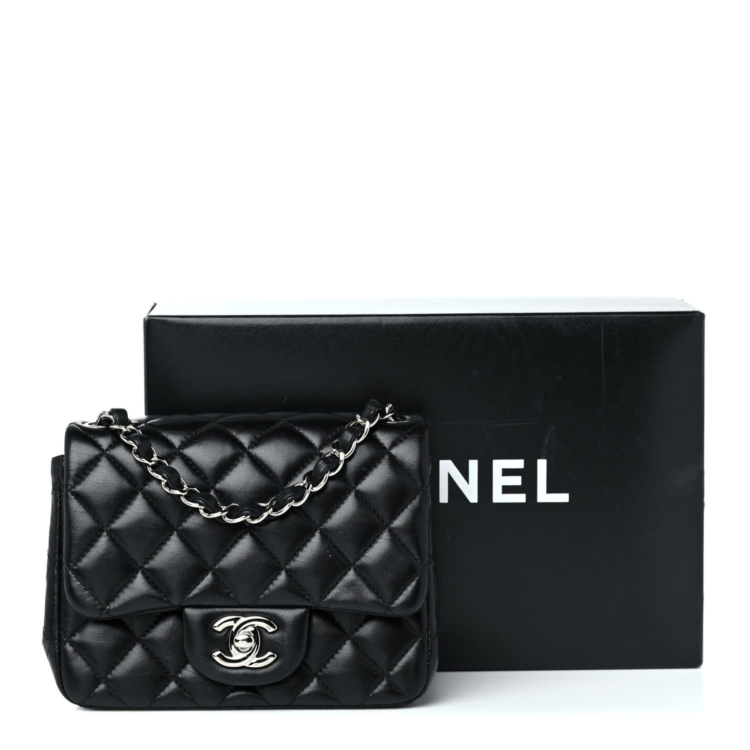 Chanel Lambskin Quilted Mini Square Flap Black 10 of 10
