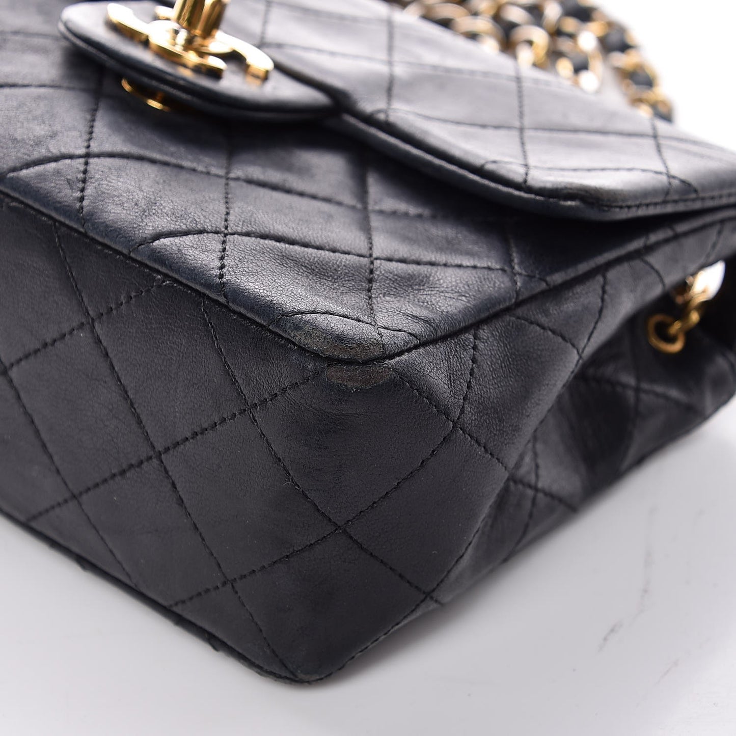 Lambskin Quilted Mini Square Flap Black