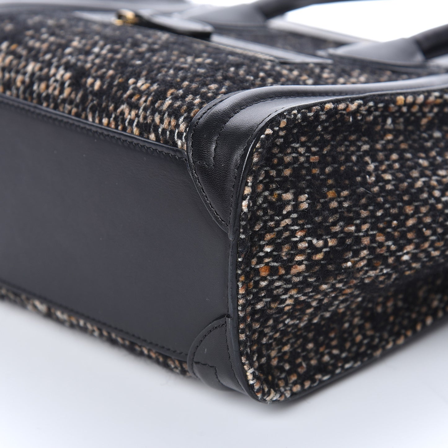 Smooth Calfskin Tweed Nano Luggage Black