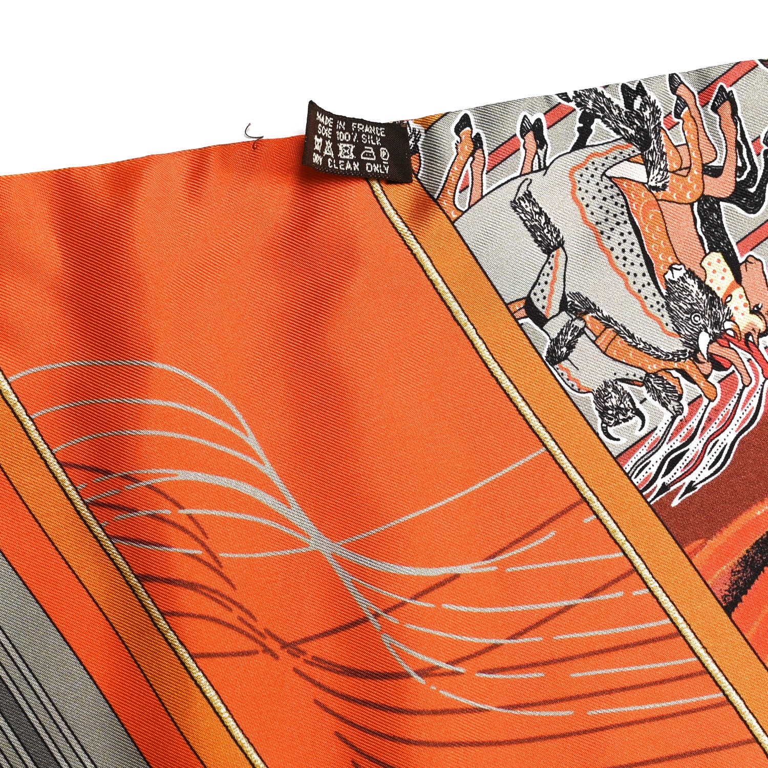 Hermes Silk Carre En Carres Maxi Twilly Orange Gris Vieil Or 5 of 5