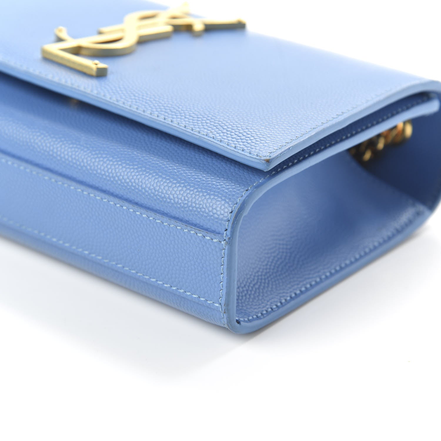 Saint Laurent Grain De Poudre Small Classic Monogram Kate Satchel Blue Clair 7 of 9