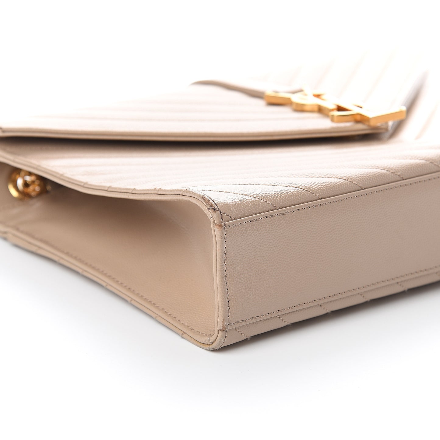 Grain De Poudre Matelasse Chevron Large Monogram Satchel Beige