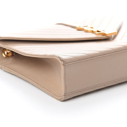 Saint Laurent Grain De Poudre Matelasse Chevron Large Monogram Satchel Beige 6 of 7