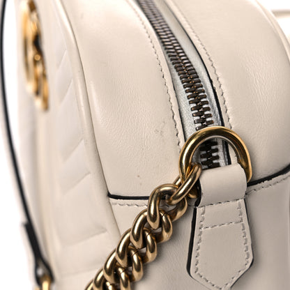 Gucci Calfskin Matelasse Small GG Marmont Chain Shoulder Bag White 13 of 19