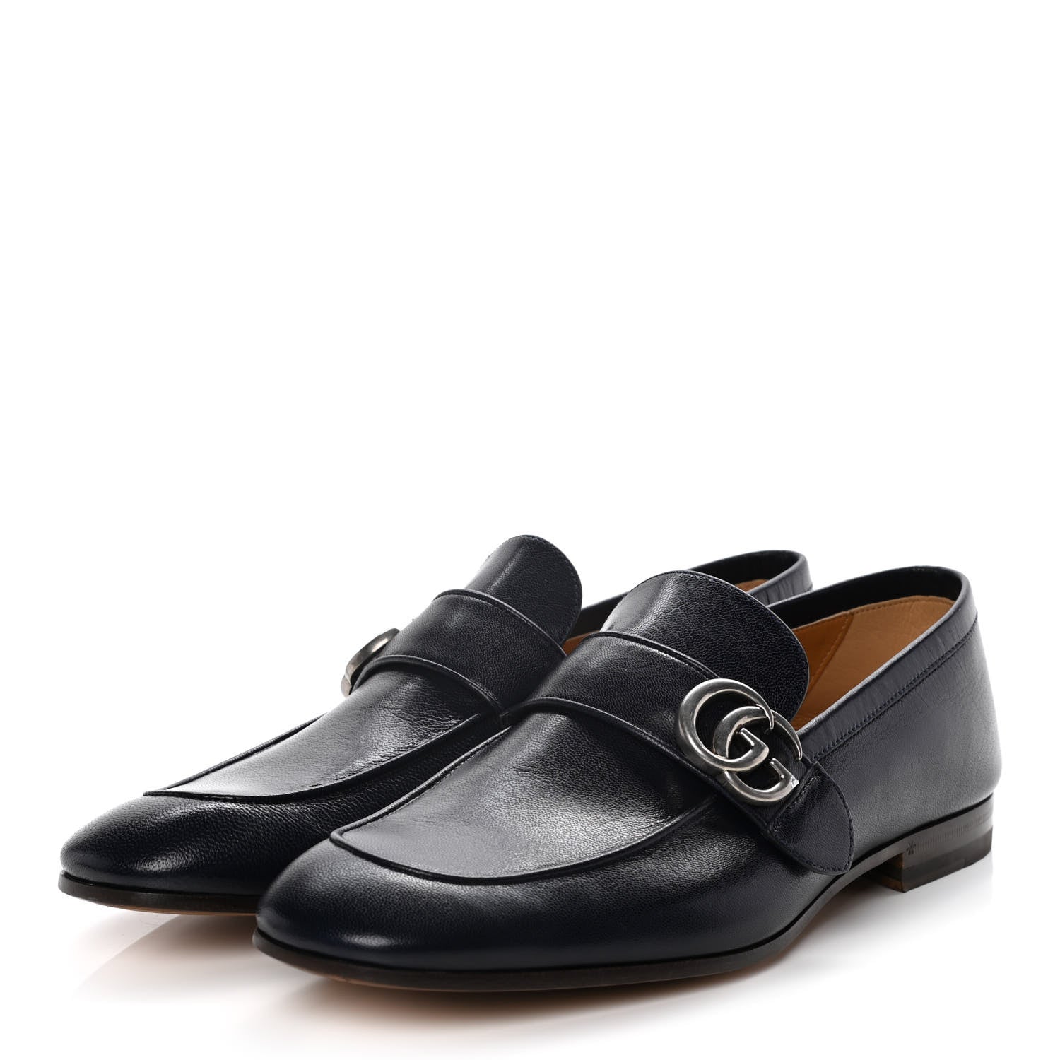 Gucci Goatskin Mens GG Loafers 7.5 Blue 3 of 12