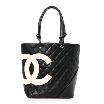 Chanel Calfskin Quilted Medium Cambon Tote Black White 1 of 10