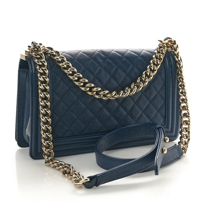 Chanel Caviar Quilted Medium Boy Flap Navy 3 of 10
