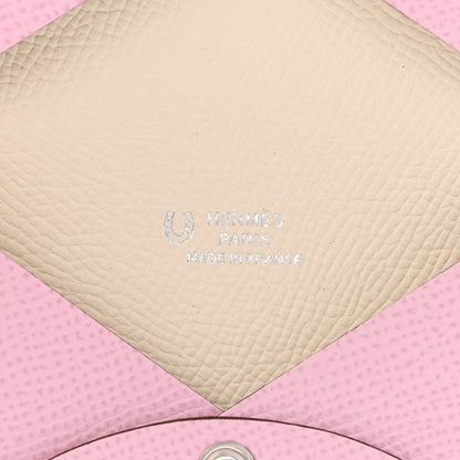 Hermes Epsom Horseshoe Calvi Card Case Mauve Sylvestre Craie 6 of 8