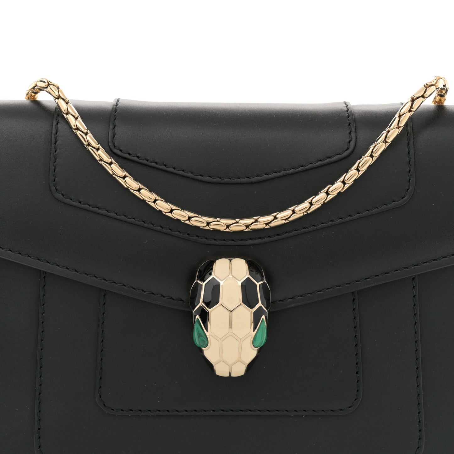 Calfskin Small Serpenti Forever Snake Strap Crossbody Bag Black