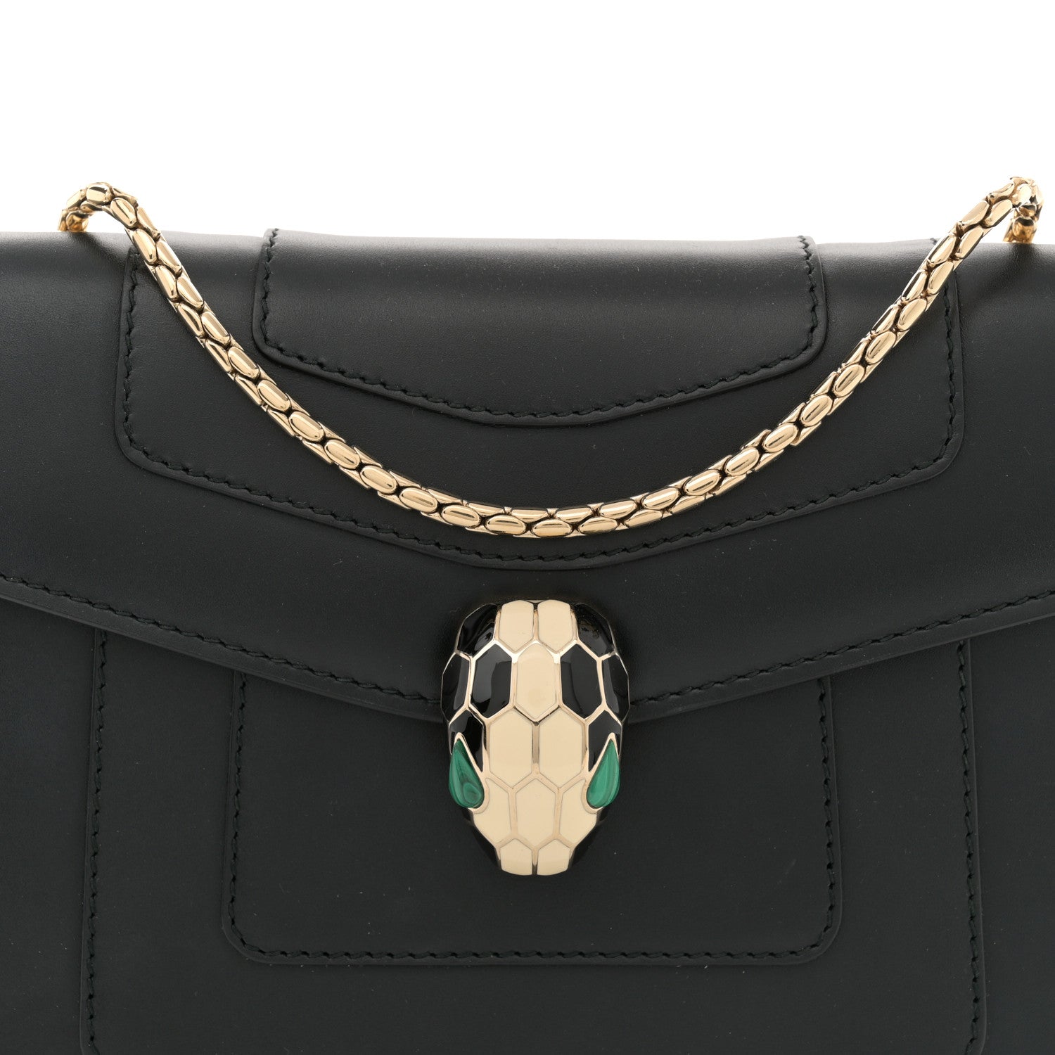 Bulgari Calfskin Small Serpenti Forever Snake Strap Crossbody Bag Black 7 of 10