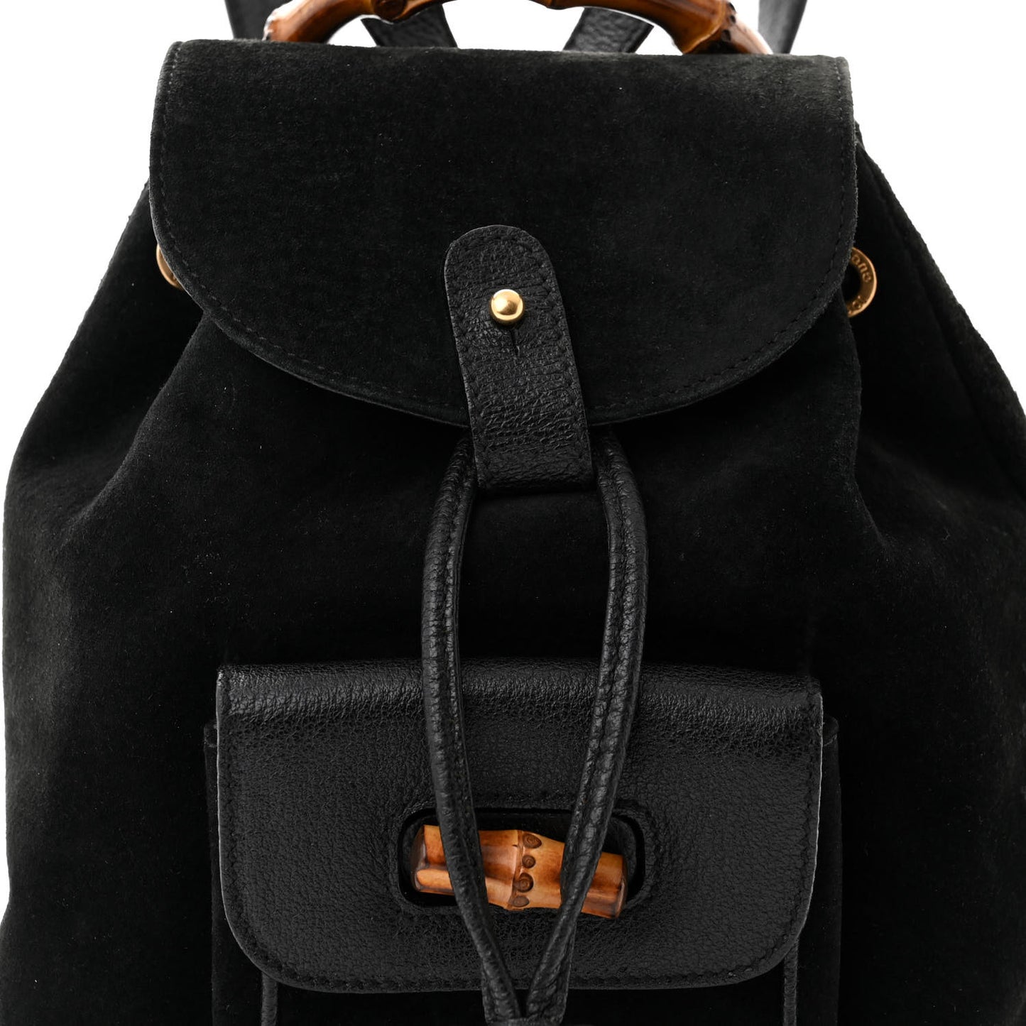 Calfskin Suede Bamboo Mini Backpack Black