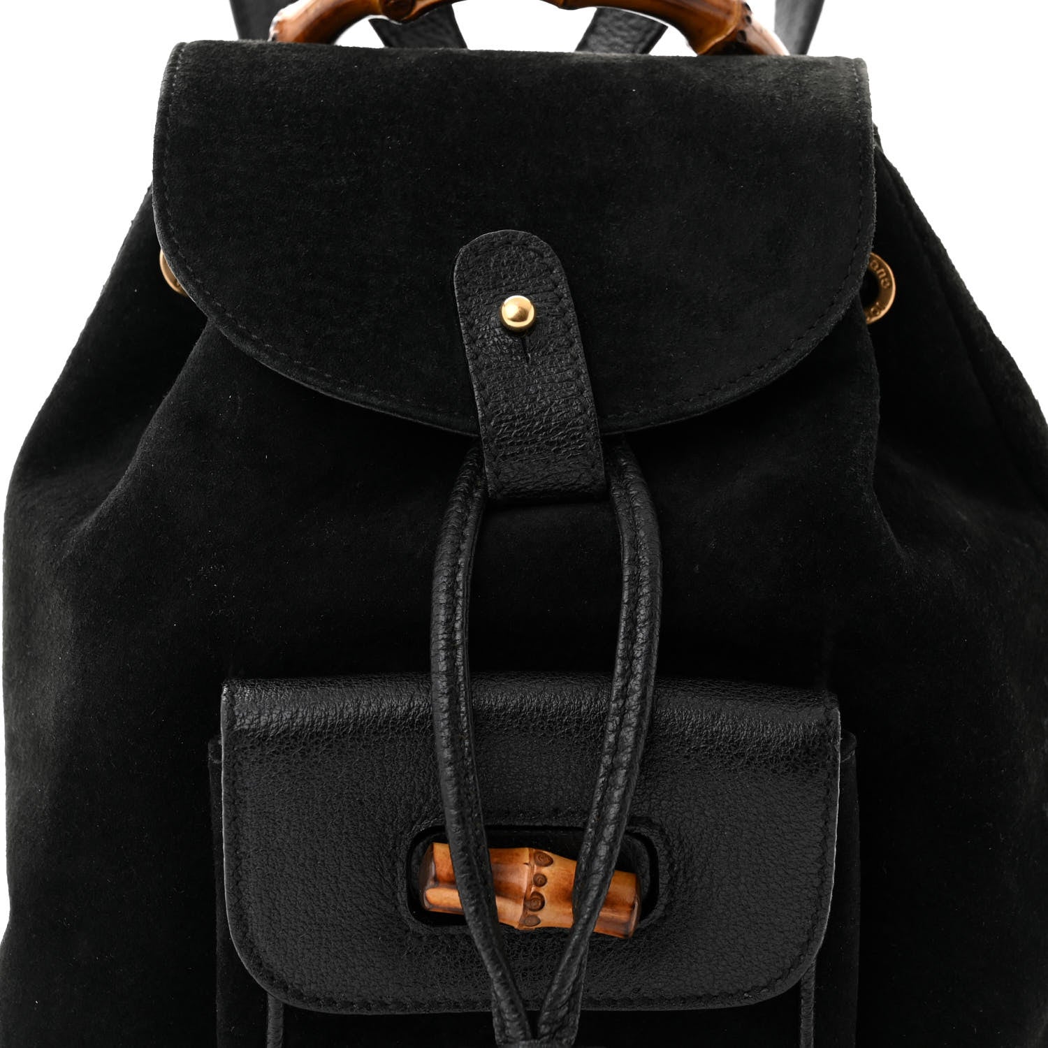 Gucci Calfskin Suede Bamboo Mini Backpack Black 8 of 11