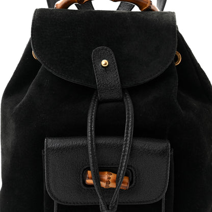 Gucci Calfskin Suede Bamboo Mini Backpack Black 8 of 11