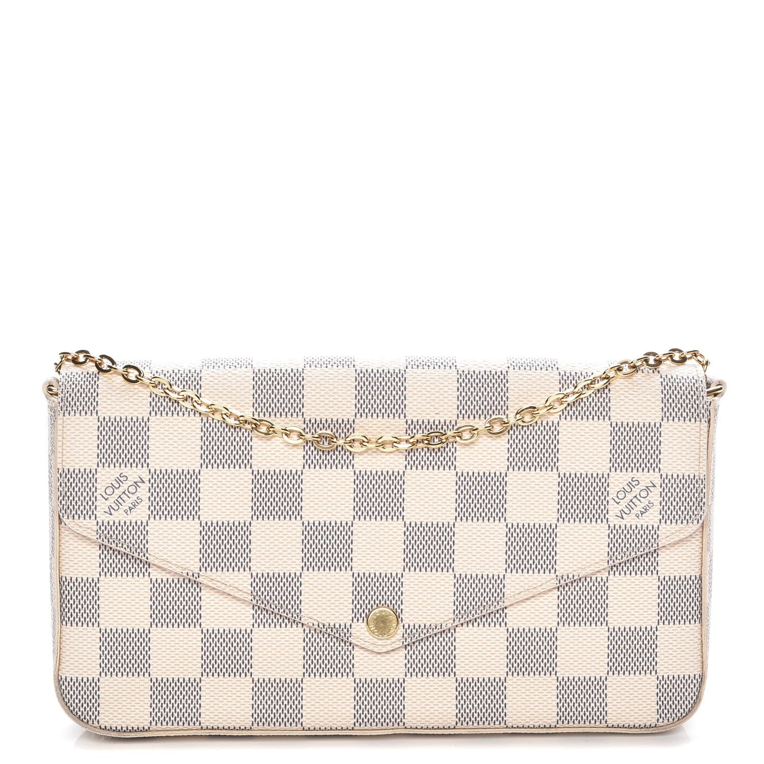 Louis Vuitton Damier Azur Pochette Felicie Chain Wallet Rose Ballerine 1 of 10