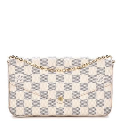 Louis Vuitton Damier Azur Pochette Felicie Chain Wallet Rose Ballerine 1 of 10
