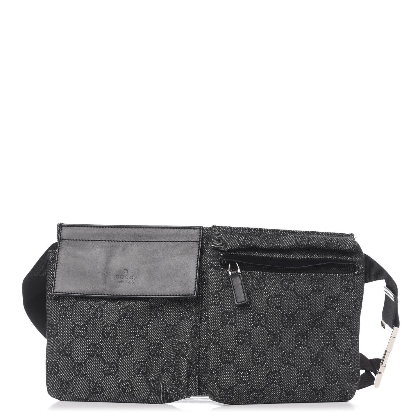 Denim Monogram Double Pocket Belt Bag Black