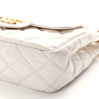 Chanel Shiny Crumpled Calfskin Quilted Small Wavy CC Hobo White 10 of 13