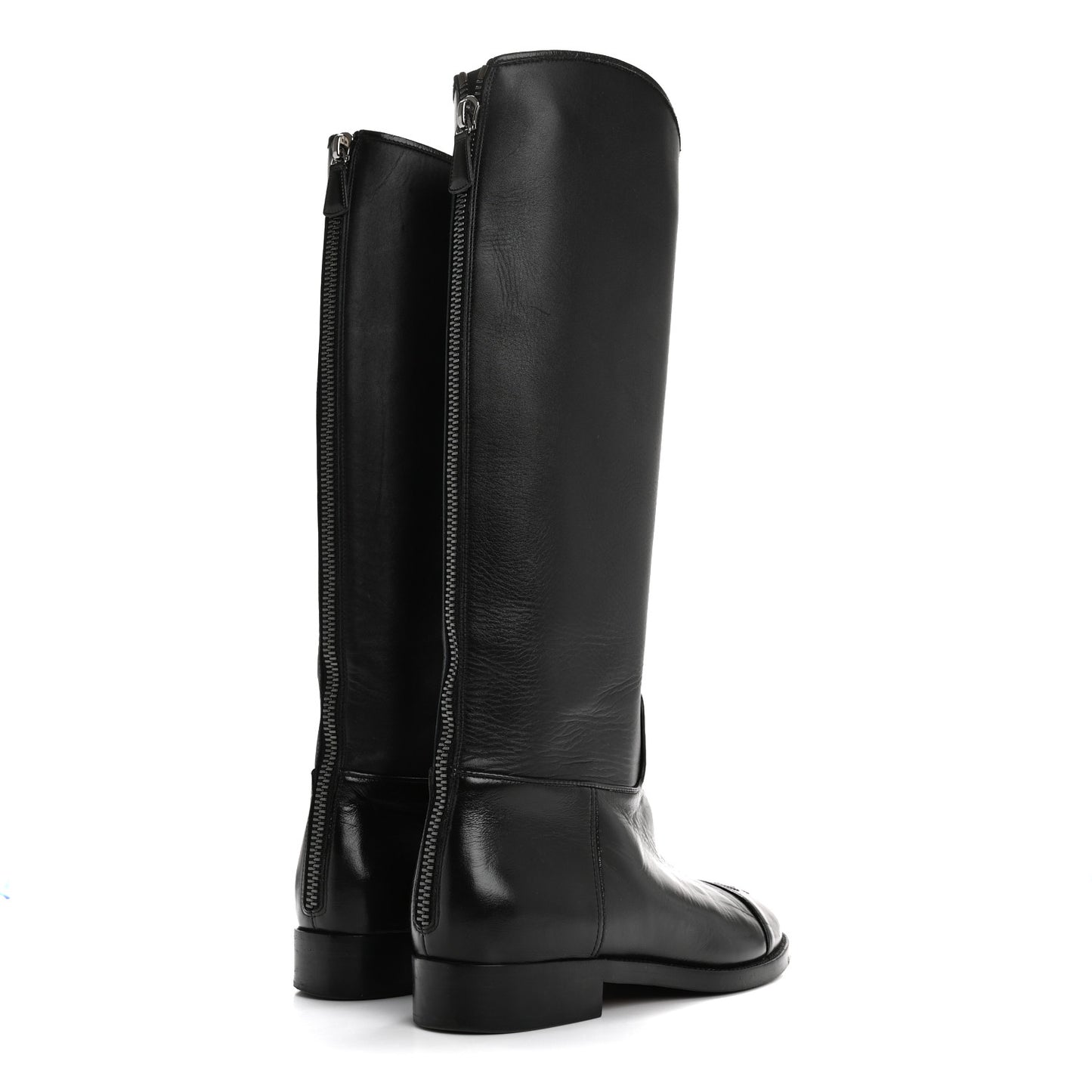 Calfskin Cap Toe CC Riding Boots 38.5 Black